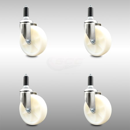Service Caster 5 Inch 316SS Nylon Wheel Swivel 1-1/4 Inch Expanding Stem Caster Set SCC SCC-SS316EX20S514-NYS-114-4